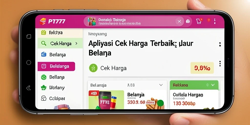 Tampilan antarmuka aplikasi Cek Harga PT777 yang user-friendly.